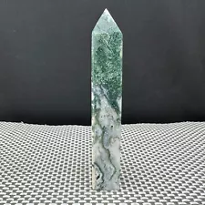 204G Natural Aqua Agate Column Obelisk Crystal Column Wand Point Healing Stone