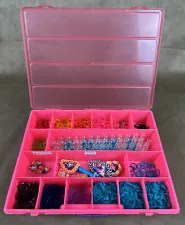 Rainbow Loom LOT ~ Includes CASE- Rubber Bands, Several Accessories/Tools