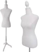 Used Female Dress Form Mannequin Body Torso with Wooden Tripod Base Stand