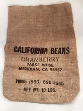 BURLAP CALIFORNIA BEANS BAG CRANBERRY 10# SIZE