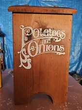 VTG Potatoes AND Onions Wooden Storage Bin Farmhouse Country Cottagecore