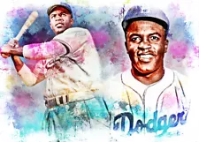 Jackie Robinson Dodgers 5/10 ACEO Fine Art Print Card By:Q Pose 9