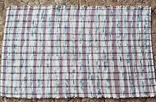 New Mauve White Green Woven Rag Rug 42 x 27 inches Machine Washable USA Made