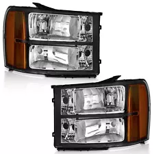 WEELMOTO Pair Headlights For 2007-2013 GMC Sierra 1500 2500HD 3500HD Headlamps (For: 2009 GMC Sierra 1500 Hybrid)