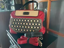 HTF Rare Kate Spade Clyde Typewriter Bag "All Typed Up" black and red handles