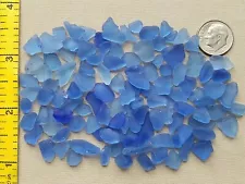 DAMAGE PURE BEACH SEA GLASS SURF TUMBLED CORNFLOWER LT BLUE TINY MOSAIC CRAFT S3