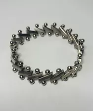 Sterling Silver 925 Modernist Bars Balls Link Unisex Bracelet 1 oz/32 Grams