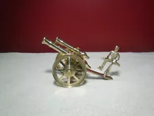 Vintage Brass Double Barrel Cannon Soldier Canon Military Rotating Wheels