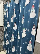 CLEARANCE AVANTI Home Christmas Snowman Blue Christmas Shower Curtain