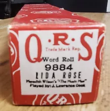 QRS Lida Rose 9884 Player Piano Word Roll in Original Box Vintage 1960's 70's