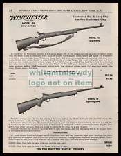 1951 WINCHESTER Model 75 Target and Sporter Rifle PRINT AD w/original prices