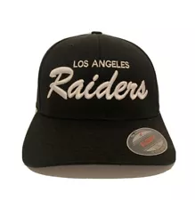 Los Angeles LA Raiders Hat Classic Script Flexfit 6477 Structured Ball Cap Black