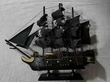 Wooden Black Pearl Black Sails Pirate Ship Nautical Home Decorations Small 13"