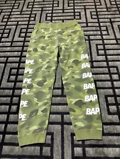 Bape Green Camo Side Logo Joggers Mens Large A Bathing Ape Sweatpants Authentic!