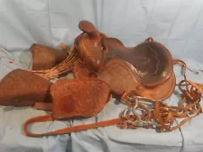 Vintage/Antique leather tooled Horse/Pony small Western Saddle