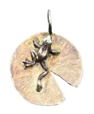 Sterling silver frog on lily pad pendant for necklace