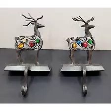 9" Reindeer Stocking Holders Hanging Shelf/Mantel Christmas Decor - Lot of 2