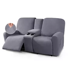 TAOCOCO Stretch Loveseat Slipcover with Middle Console, 4-Pieces Reclining Sofa