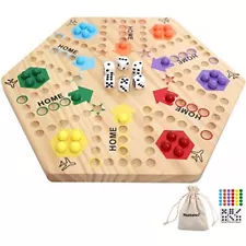 Original Marble Game Wahoo Board Game Double Sided Painted Wooden Fast Track ...