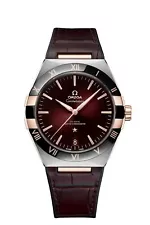 OMEGA 13123412111001 CONSTELLATION BURGANDY/BLK DIAL BRGNDY LEATHER STRAP 41MM