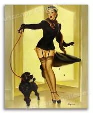 Elvgren PinUp Girl "Skirting The Issue - Poodle" Dog Poster - 20x24