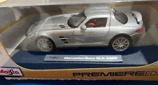 Mercedes-Benz SLS AMG 1:18 Scale Silver Maisto NEW