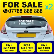 2x FOR SALE + PHONE NUMBER Custom Car,Van,Window Vinyl Sign Decal Sticker