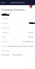 delta companion ticket for sale