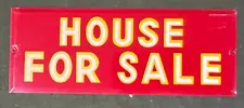 Vintage HOUSE FOR SALE Sign Reflective Lettering Stamped Metal 9 1/4" X 3 ½"