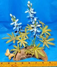 CHARLES ALLEN HAND PAINTED METAL FLORAL ART BOTANICAL SCULPTURE, BLUEBONNETS 78