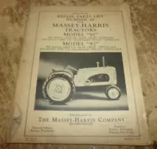 1940's massey-harris 81+82 tractors repair parts list in good shape used