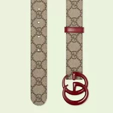 NEW Gucci Marmont Belt GG Logo Red Brown Monogram Canvas 105 cm 42 inch