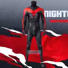 Batman Arkham City Nightwing Red Cosplay Costume Mens Bodysuit Tight Halloween