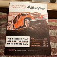 ORIGINAL 1950s WILLYS JEEP 4-Wheel Drive SALES BROCHURE 1-ton Station Wagon CJ-5