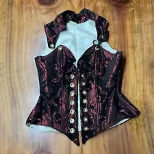 Damsel in this Dress Corset Lace Up Vest Brocade Victorian Costume Boned C30