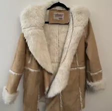 Y2K Faux Suede And Fur Penny Lane Hippy Rancher Coat Women's