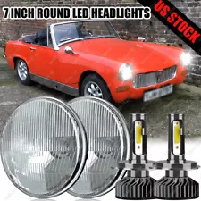 Pair Fit for MG Midget 1969-1979 7inch Round LED Headlights Hi-Lo Beam Projector