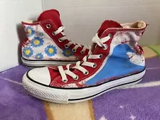 Floral Aquatic Converse Red Sneakers Unisex Mens 5 Womens 7 Hand Painted