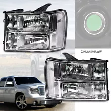 Pair Headlights Headlamps Fit For 2007-13 GMC Sierra 1500 2500HD 3500HD New (For: 2014 GMC Denali)