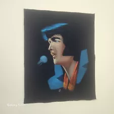 Vintage Black Velvet Elvis Painting Crying Tears Missing Frame 20” x 16"