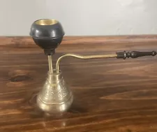 Vintage Etched Brass Hookah Small Water Pipe India Signed and Numbered