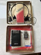 Rare Vintage Seiko T001-5000 Digital Men's TV Watch with papers & walkman in box