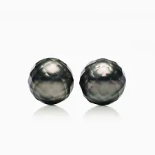 9mm+9.1mm Faceted Black Tahitian Saltwater Loose Pearl Undrilled,10.8Carat