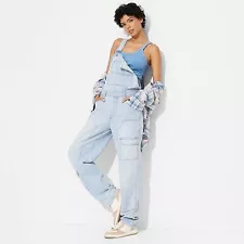 Women's Baggy Denim Overalls - Wild Fable Light Wash L