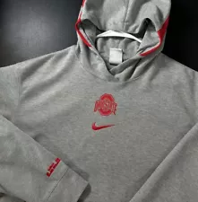 Nike Lebron James Ohio State NCAA Dri Fit Pullover Hoodie Men Large Grey Red Gra