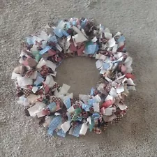 Wreath Primitive Country Farmhouse Cottage Core Prairie rag ties homestead