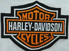 Harley Davidson Classic Orange Logo Embroidery Patches | Large | Sew On Back