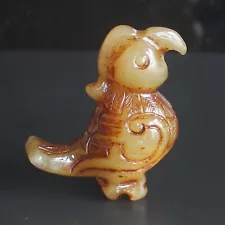 Carved Chinese old jade bird animal figurine carving statue home decor