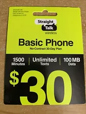 New Straight Talk Basic Phone $30 Phone Card