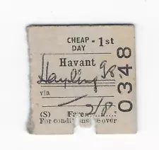 Railway Ticket BR Havant to Hayling Island 1962 1st Cheap Day Return Edmondson